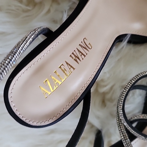 AZALEA WANG Black and Silver Strappy Heels - Picture 2 of 7